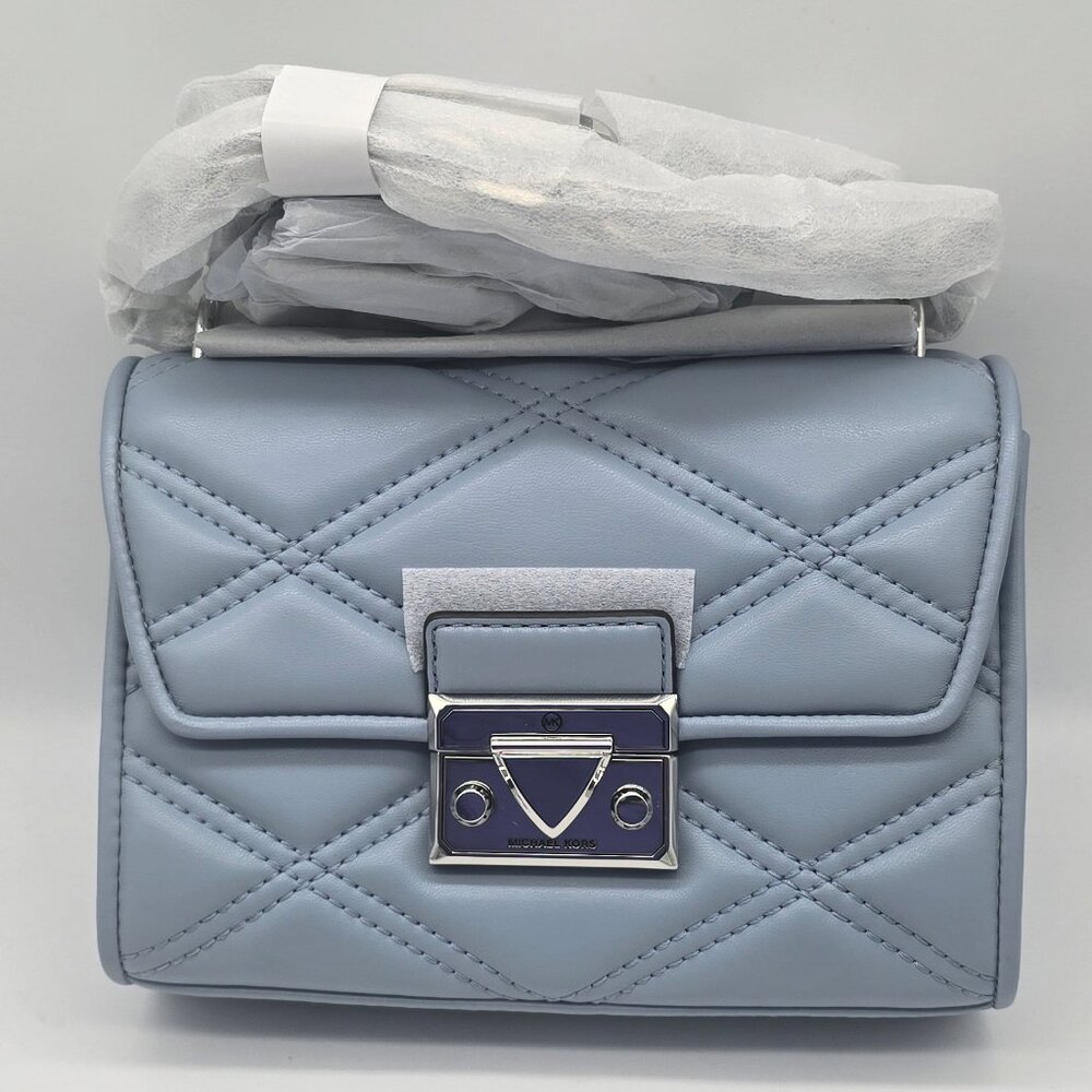 Michael Kors Serena Quilted Small Flap Crossbody Pale Blue
